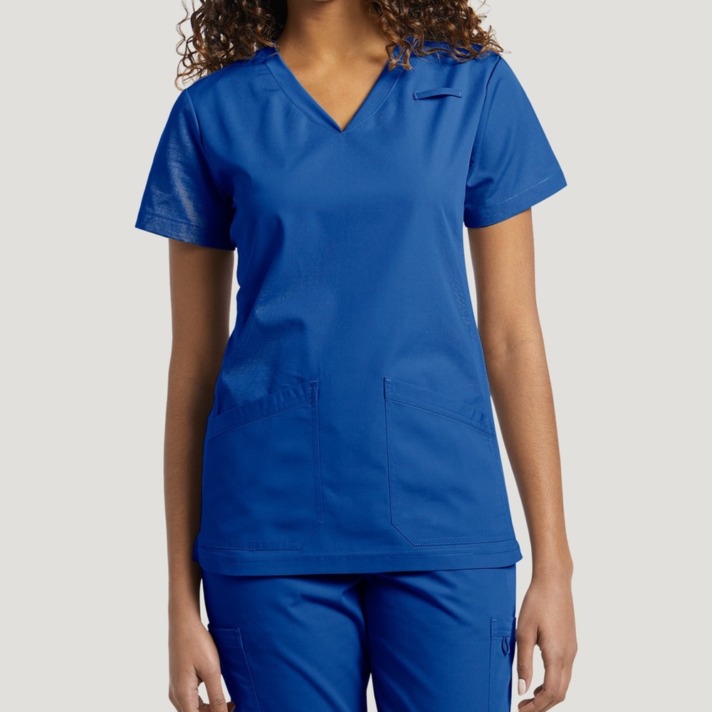 Women's Blue V-Neck Scrub Top size S